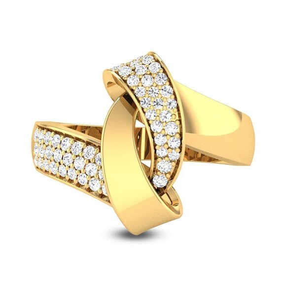 🎀 Fashion Twisted Cross Design Zircon Gold Rings for Women, EVGG1245 - Picture 4 of 5